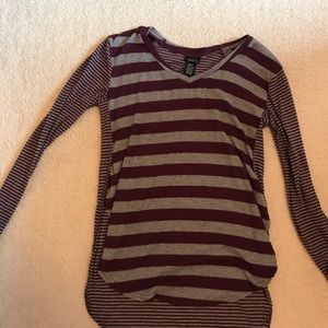 Long Sleeve Purple/Gray Striped Tee